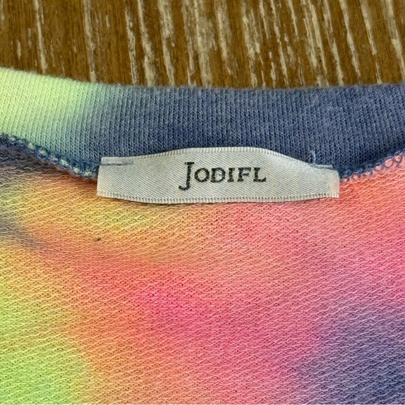 Jodifl Rainbow Tie Dye V-Neck Casual Tunic Top Women’s Size Medium Oversized - Picture 6 of 10